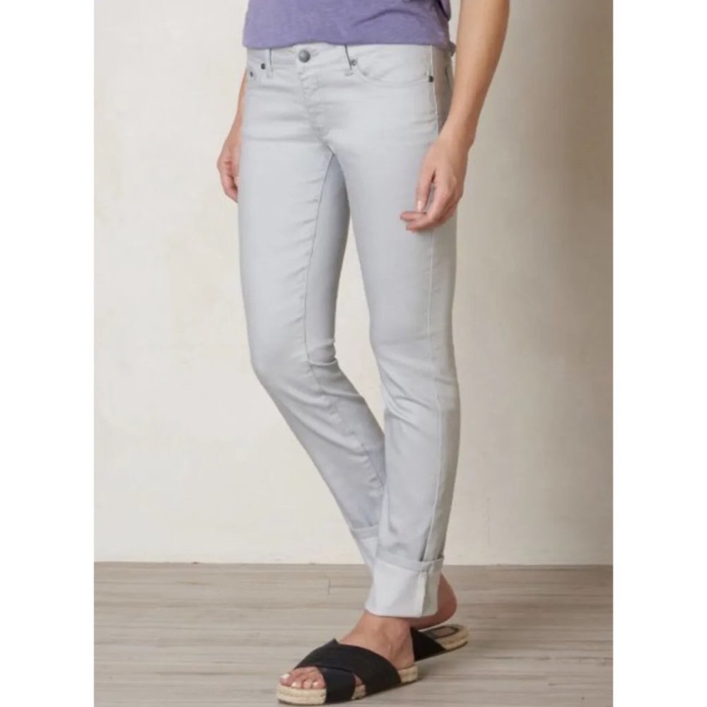 Prana Kara Silver Jean Size 28 Low Rise Straight Leg Stretch Solid Casual Y15